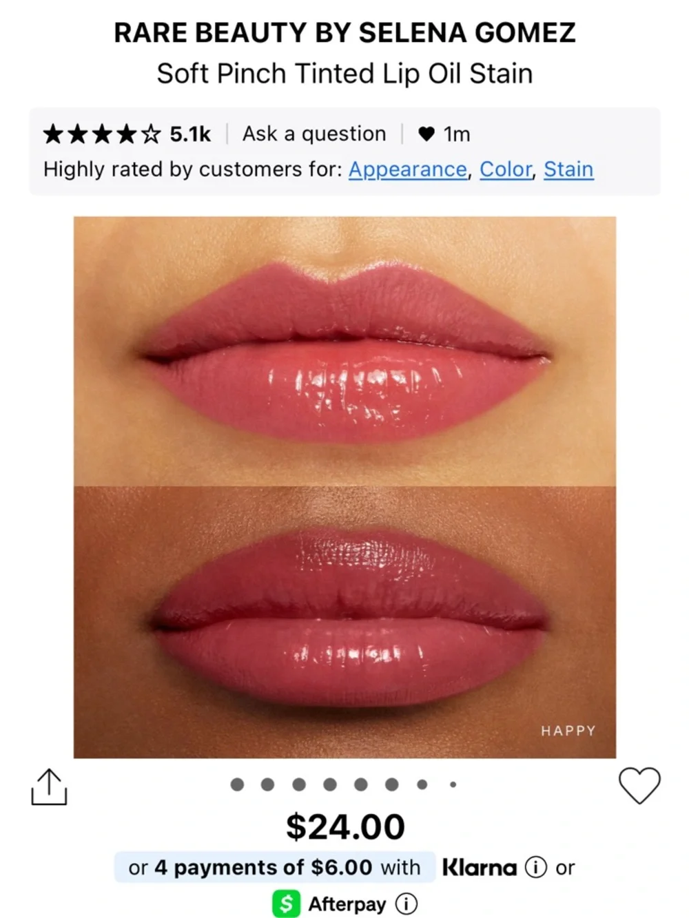 New Rare Beauty Set Soft Pinch Pink Blush & Lip Gloss in HAPPY with Make Up Bag